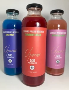Charas Cannabis Infused Beverage - product bottle on table